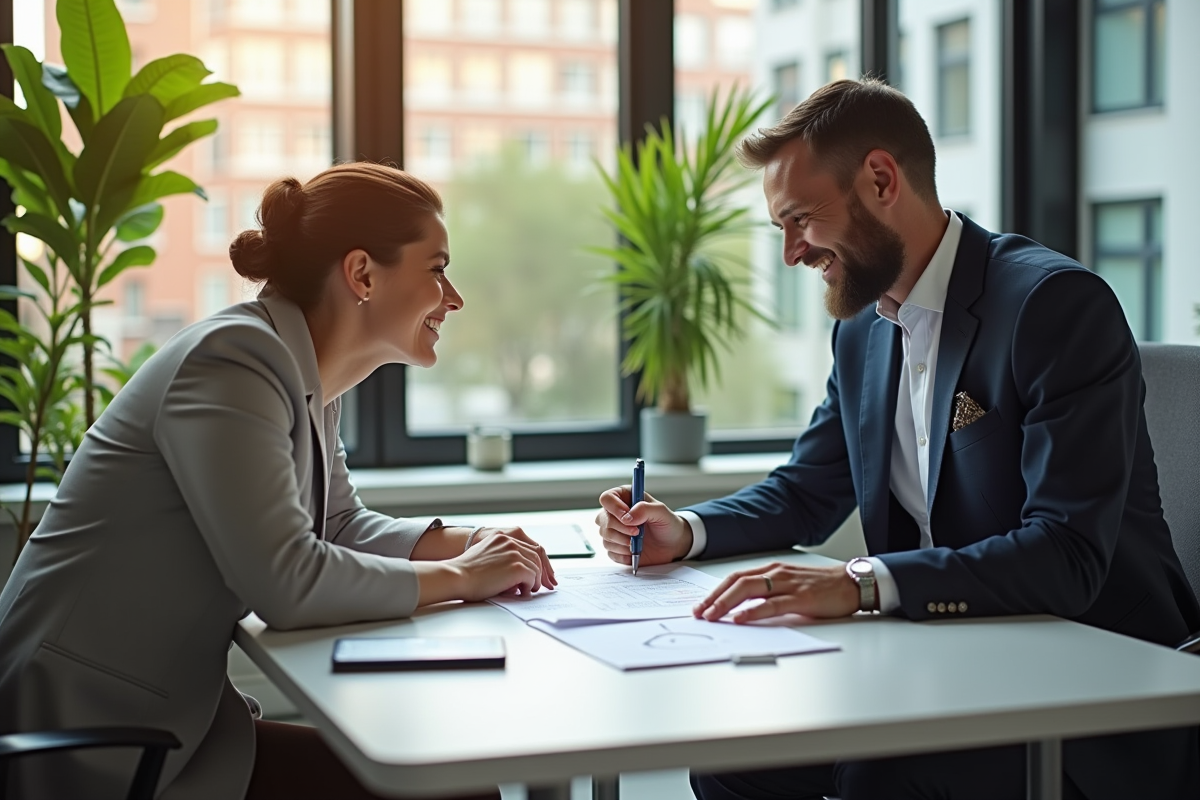 Coach et client souriants analysant un graphique de progression