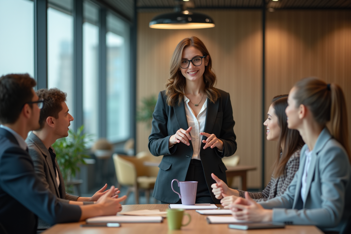Jeune femme en formation anime séance de coaching