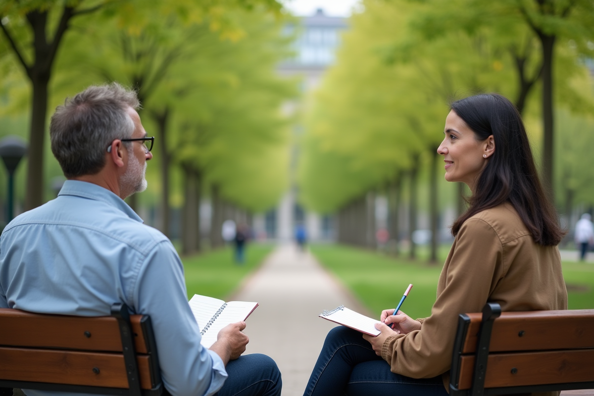 Coach homme en séance en plein air dans un parc