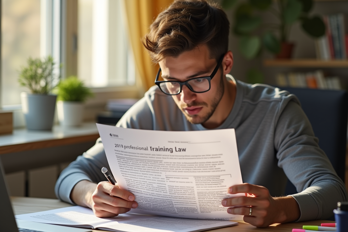 Personne étudiant chez elle avec documents et ordinateur