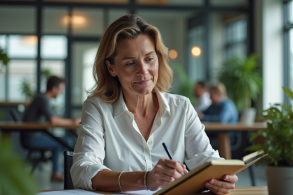 Femme d age moyen en tenue professionnelle dans un espace de coworking