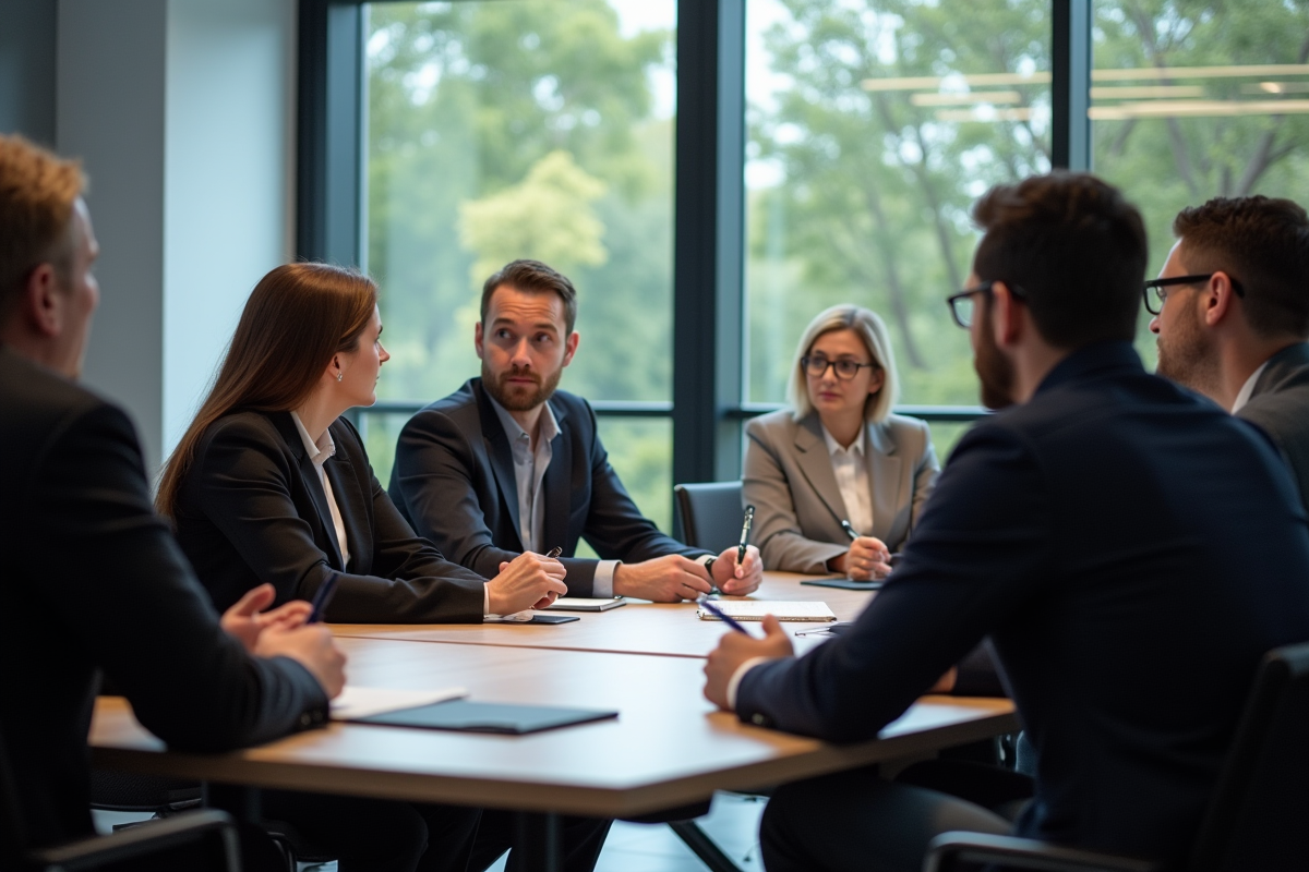 Groupe divers en formation dans un bureau lumineux