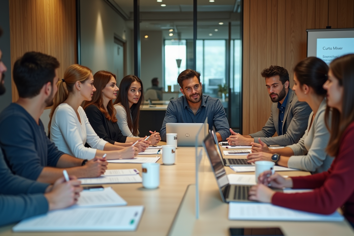 Groupe de jeunes professionnels collaborant autour d