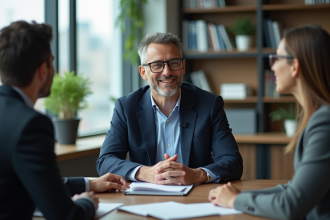 Homme d affaires en costume lors d une réunion professionnelle